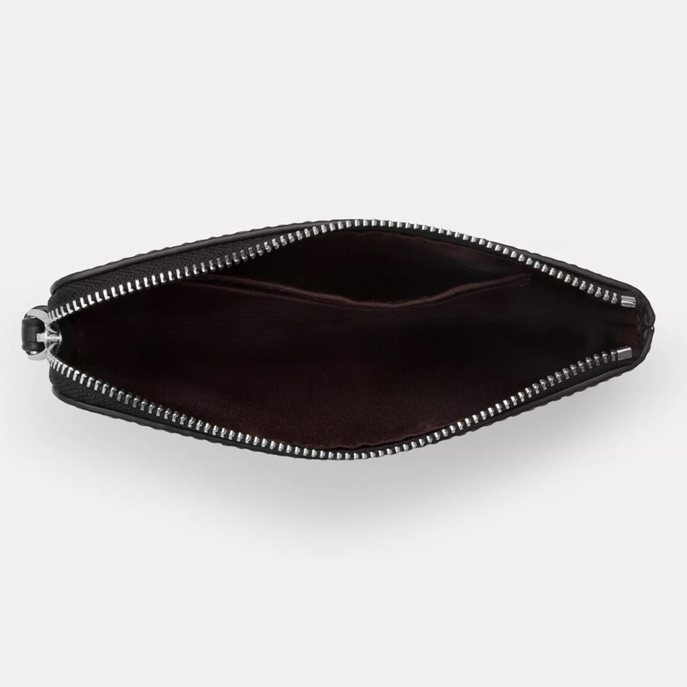 Coach Corner Zip Wristlet in Star Print Silver/Black Coated Canvas & Leather NWT - Picture 2 of 16